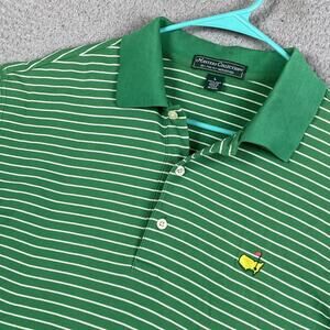 Masters Collection 60's Two-Ply Mercerized Polo Golf Shirt Men's L Green Striped